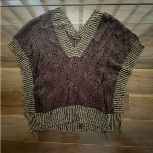 Brown and gold V-Neck top